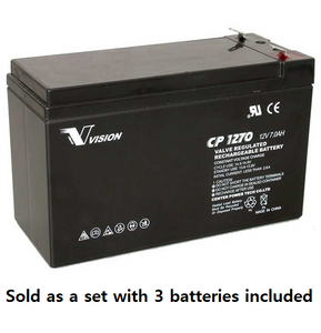 PM0019-3: 12V 7AH SLA Battery, .250 Terminal (T2) - QTY: 3