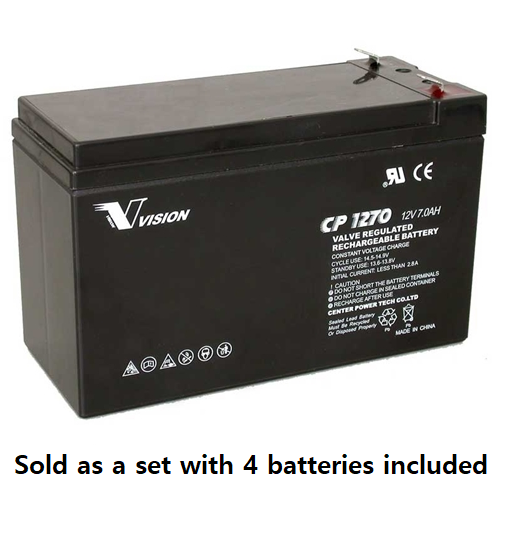 PM0019-4: 12V 7AH SLA Battery, .250 Terminal (T2) - QTY: 4