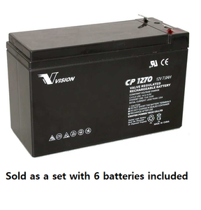 PM0019-6: 12V 7AH SLA Battery, .250 Terminal (T2) - QTY: 6