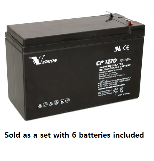 PM0019-6: 12V 7AH SLA Battery, .250 Terminal (T2) - QTY: 6